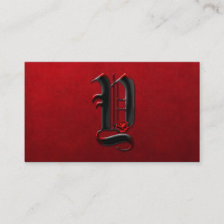 Schwarz mit Rote Rosen Erste Y Goth Business Card Visitenkarte