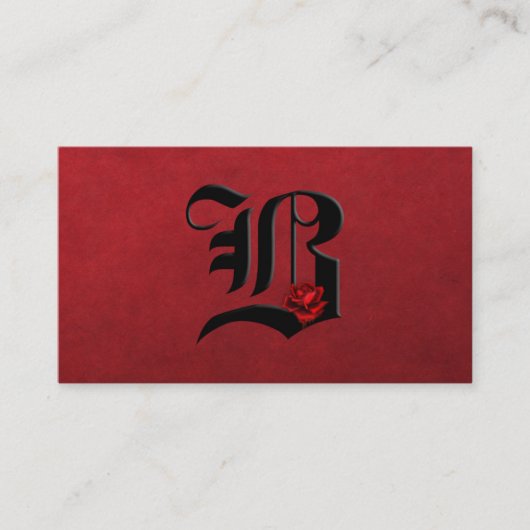 Schwarz mit Rote Rosen Initial B Goth Business Car Visitenkarte (Vorderseite)