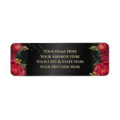 Schwarz mit Rote Rosen Quinceañera Rücksendeadress (Vorne)