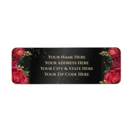 Schwarz mit Rote Rosen Quinceañera Rücksendeadress