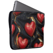 SCHWARZ MIT ROTEN UND GOLD-VALENTINHERZEN LAPTOPSCHUTZHÜLLE (Vorne Rechts)