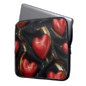 SCHWARZ MIT ROTEN UND GOLD-VALENTINHERZEN LAPTOPSCHUTZHÜLLE (Vorderseite Links)