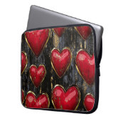 SCHWARZ MIT ROTEN UND GOLD-VALENTINHERZEN LAPTOPSCHUTZHÜLLE (Vorderseite Links)