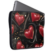 SCHWARZ MIT ROTEN UND GOLD-VALENTINHERZEN LAPTOPSCHUTZHÜLLE (Vorne Rechts)