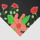 Schwarz mit roter Blume Seidenpapier (Ausschnitt)