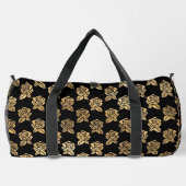 SCHWARZ MIT ROWS DER GOLD-ROSE-BLUME DUFFLE BAG (Rückseite)