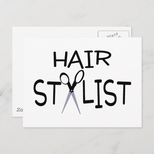 Schwarz mit Schere auf der Haarstühle Postkarte (Vorne/Hinten)