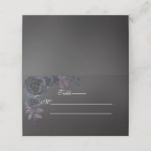 Schwarz mit Schwarzer Rose Hochzeit Platzkarte (Außenseite Aufgefaltet)