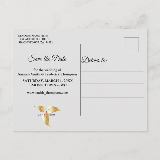 Schwarz mit Silber auf Champagner Silk Speichern S Ankündigungspostkarte (Rückseite)