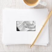 Schwarz mit Silber auf Champagner Silk Wedels Labe Adressaufkleber (Insitu)