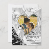 Schwarz mit Silber auf Champagnerseide Save the Da Ankündigung (Vorderseite)