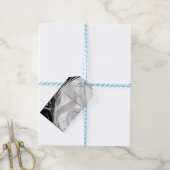 Schwarz mit Silber auf Elfenbeinseide Geschenkanhänger (Mit Garn)