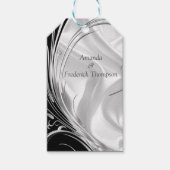 Schwarz mit Silber auf Elfenbeinseide Geschenkanhänger (Vorderseite)