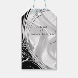 Schwarz mit Silber auf Elfenbeinseide Geschenkanhänger