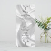 Schwarz mit Silber auf Elfenbeinseide-Menü Menükarte (Stehend Vorderseite)