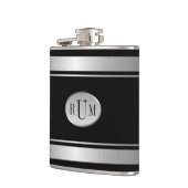 Schwarz mit Silberstreifen Borders Monogram Flask Flachmann (Links)