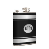 Schwarz mit Silberstreifen Borders Monogram Flask Flachmann (Rechts)