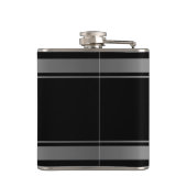 Schwarz mit Silberstreifen Borders Monogram Flask Flachmann (Rückseite)
