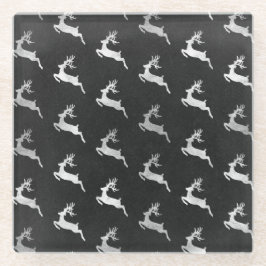 SCHWARZ MIT SILVER CHRISTMAS FERIENREINDET GLASUNTERSETZER