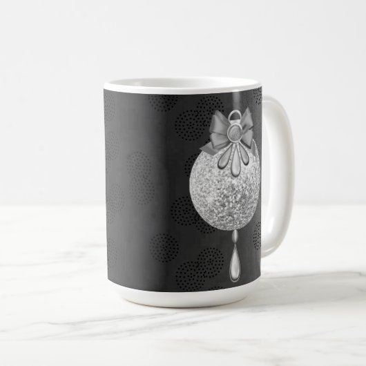 SCHWARZ MIT SILVER CHRISTMAS ORNAMENT KAFFEETASSE (VorderseiteRechts)