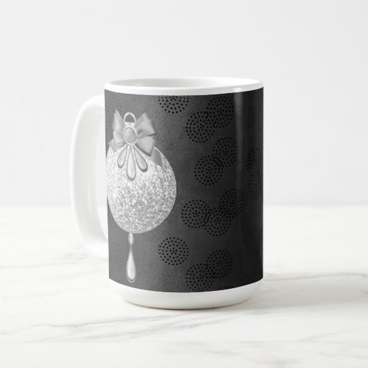 SCHWARZ MIT SILVER CHRISTMAS ORNAMENT KAFFEETASSE (Vorderseite Links)