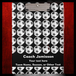 Schwarz mit Soccer-Ball-Muster für Trainer, Name, Klemmbrett