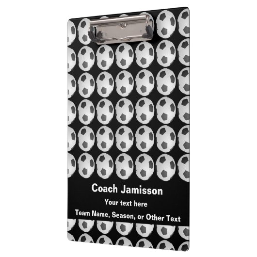 Schwarz mit Soccer-Ball-Muster für Trainer, Name, Klemmbrett (Links)