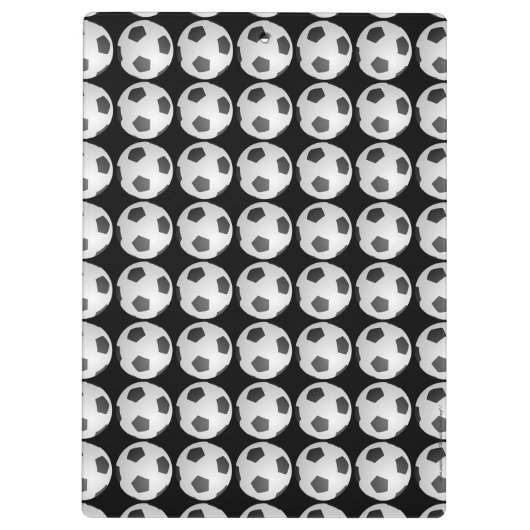 Schwarz mit Soccer-Ball-Muster für Trainer, Name, Klemmbrett (Rückseite)
