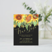 Schwarz mit Sonnenblumen Hochzeitbudget (Stehend Vorderseite)