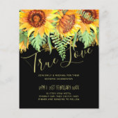 Schwarz mit Sonnenblumen Hochzeitbudget (Vorderseite)