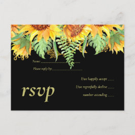 Schwarz mit Sonnenblumen Hochzeitbudget Einladungspostkarte