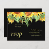 Schwarz mit Sonnenblumen Hochzeitbudget Einladungspostkarte (Vorne/Hinten)