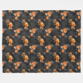 SCHWARZ MIT SPOOKY ORANGE HALLOWEEN BLUMENBOUQUEN FLEECEDECKE (Vorderseite (Horizontal))