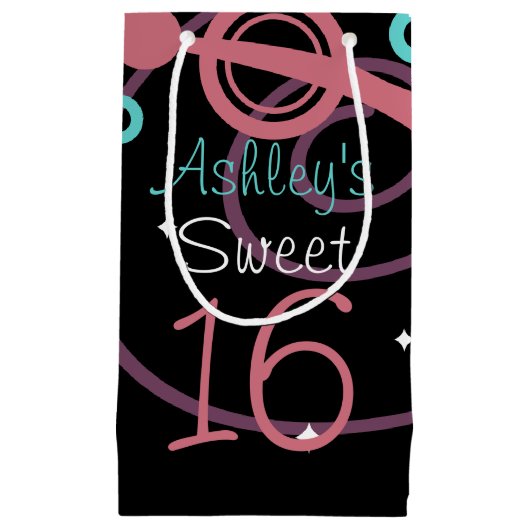 Schwarz mit Sternen und Wirbel süß 16 Kleine Geschenktüte (Vorderseite)