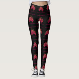 Schwarz mit Traubwein-Farbmustern Leggings