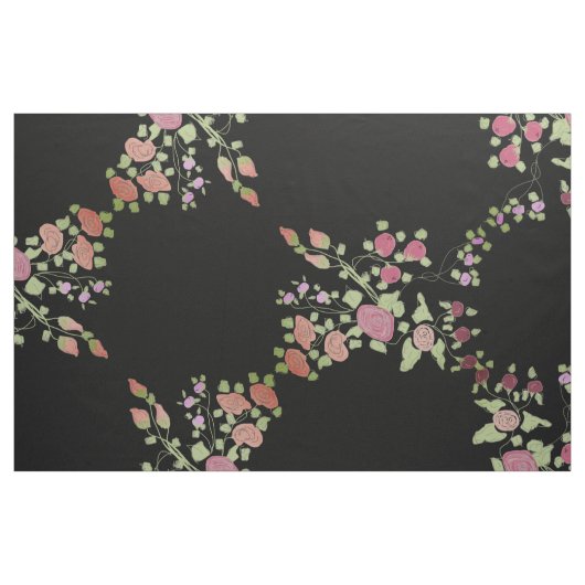 Schwarz mit Vintager Blüte Stoff (Fat Quarter (45,7 x 55,9 cm))