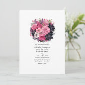 Schwarz mit weichen Pinks BläserFrühjahrssonne Einladung (Stehend Vorderseite)