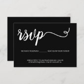 Schwarz mit Weiß-Schrift Einfache Skriptsitze rese RSVP Karte (Vorne/Hinten)