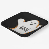 SCHWARZ MIT WEISS UND ORANGE HALLOWEEN GHOST PAPPTELLER (Gewinkelt)