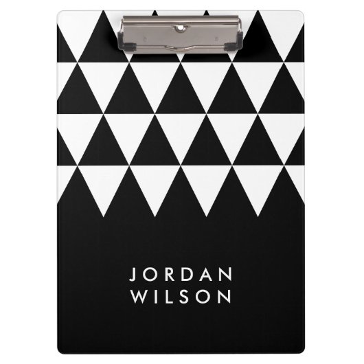 Schwarz mit weißem Dreieck Modernes Minimalistisch Klemmbrett (Vorderseite)