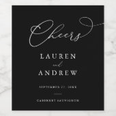 Schwarz mit weißem Hochzeitwein Weinetikett (Einzelnes Label)