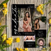 Schwarz mit weißem kalligrafischem Foto Abschluss Einladung