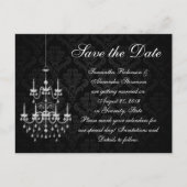 Schwarz mit weißem Kronleuchter Save the Date Ankündigungspostkarte (Vorderseite)