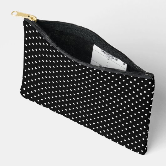 Schwarz mit weißem Polka Dots Muster Zubehörtasche (Offen)