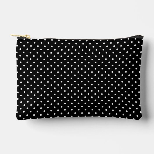 Schwarz mit weißem Polka Dots Muster Zubehörtasche (Vorderseite)