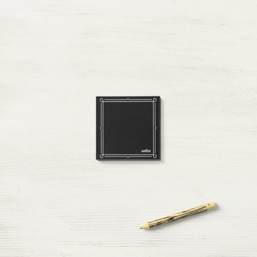 Schwarz mit weißem Rahmen Post-it Klebezettel (Auf Schreibtisch)