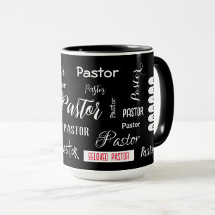 Schwarz mit weißem Schriftart Beliebte Pastor Sign Tasse