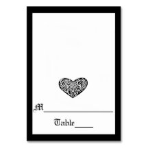 Schwarz mit weißem Wirblem Herzen - Escortkarte