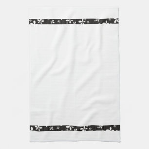 Schwarz mit weißen Blumen Border Tee Küche Handtuc Handtuch