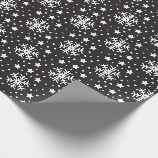 SCHWARZ MIT WEISSEN CHRISTMAS FERIENSCHNEEBERN GESCHENKPAPIER (Ecke)